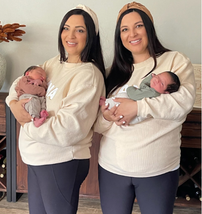 IDENTICAL TWINS WELCOME FIRST BABIES ON THE SAME DAY