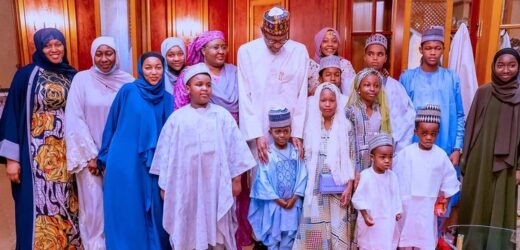 PHOTOS OF BUHARI, HIS WIFE, CHILDREN AND GRANDCHILDREN AS THEY PARTICIPATE IN EID AL-FITR PRAYERS