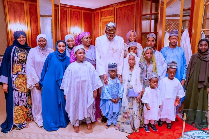 PHOTOS OF BUHARI, HIS WIFE, CHILDREN AND GRANDCHILDREN AS THEY PARTICIPATE IN EID AL-FITR PRAYERS