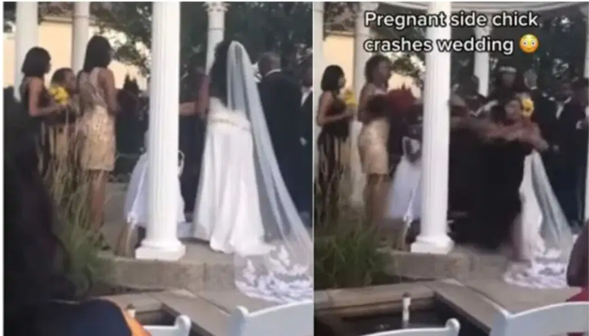 PREGNANT SIDE CHICK CRASHES BOYFRIEND’S WEDDING