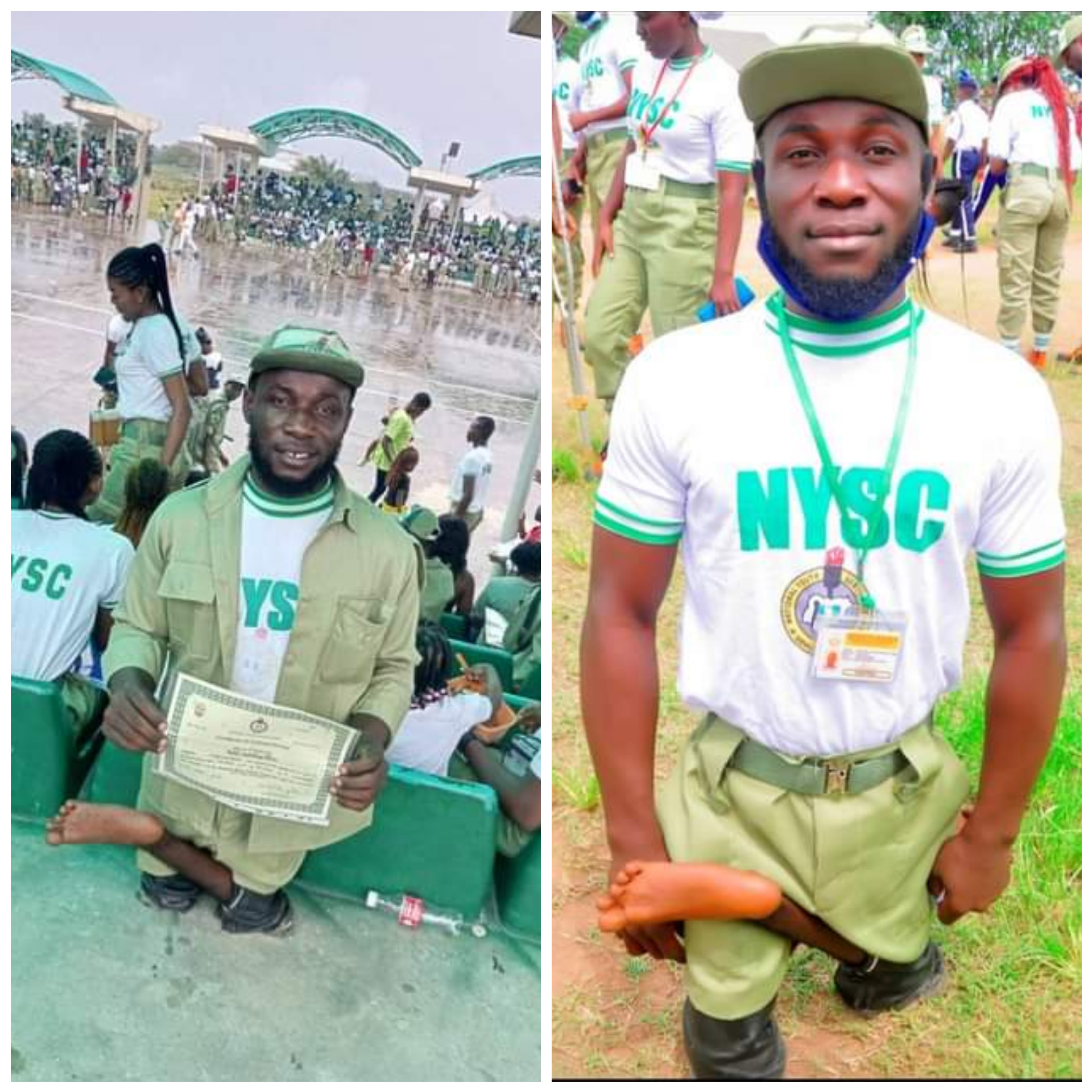 “You don’t have to make excuses for failure” – Physically challenged young man says as he celebrates passing out of NYSC