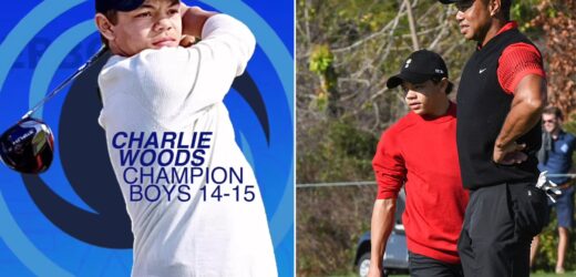 TIGER WOODS’ SON CHARLIE, 14, WINS JUNIOR TOURNAMENT IN FRONT OF HIS PROUD FATHER