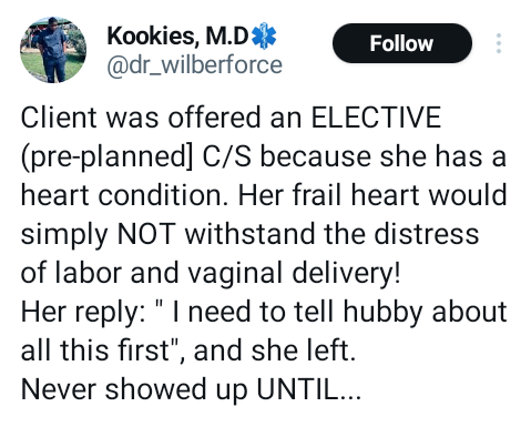 DOCTOR NARRATES HOW PREGNANT WOMAN WITH A HEART CONDITION DIED AFTER REFUSING CS BECAUSE HER HUSBAND “HAD AN AGREEMENT WITH GOD THAT SHE WILL DELIVER NORMALLY”