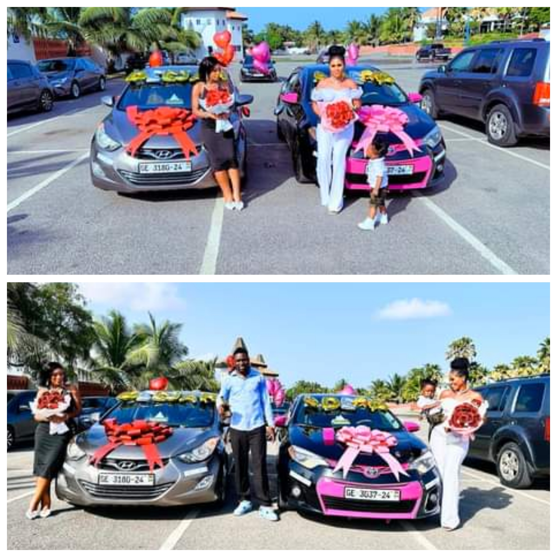 Polygamous Ghanaian man surprises his 2 wives with cars